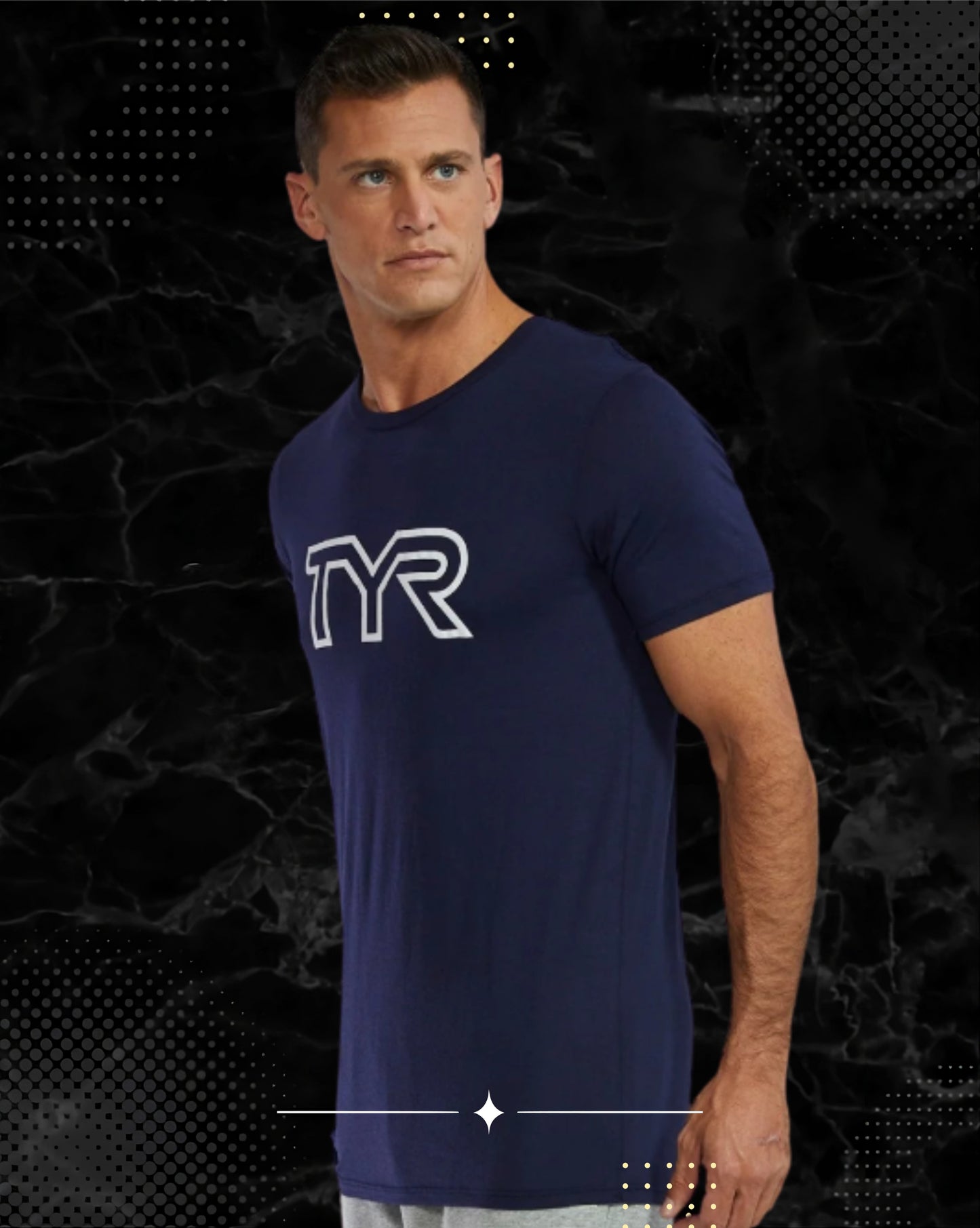 TYR Unisex Ultrasoft Lightweight Tri Blend Tech Tee - Big Logo Navy (401)