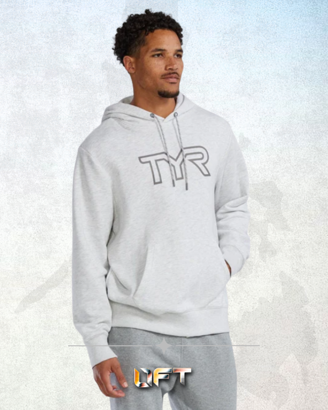 TYR Unisex UltraSoft Big Logo Tech Hoodie Ash Weather (939)