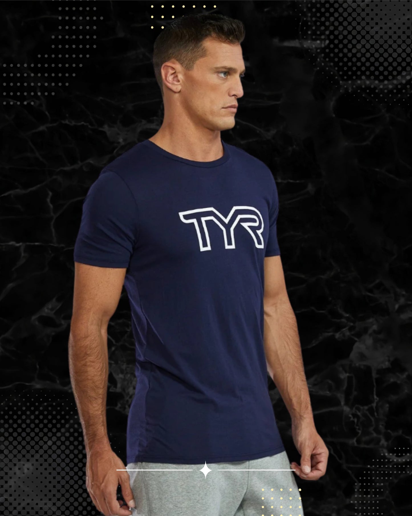 TYR Unisex Ultrasoft Lightweight Tri Blend Tech Tee - Big Logo Navy (401)