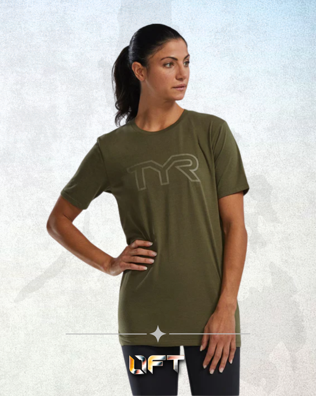 TYR Unisex Ultrasoft Lightweight Tri Blend Tech Tee - Big Logo Olive Night (932)