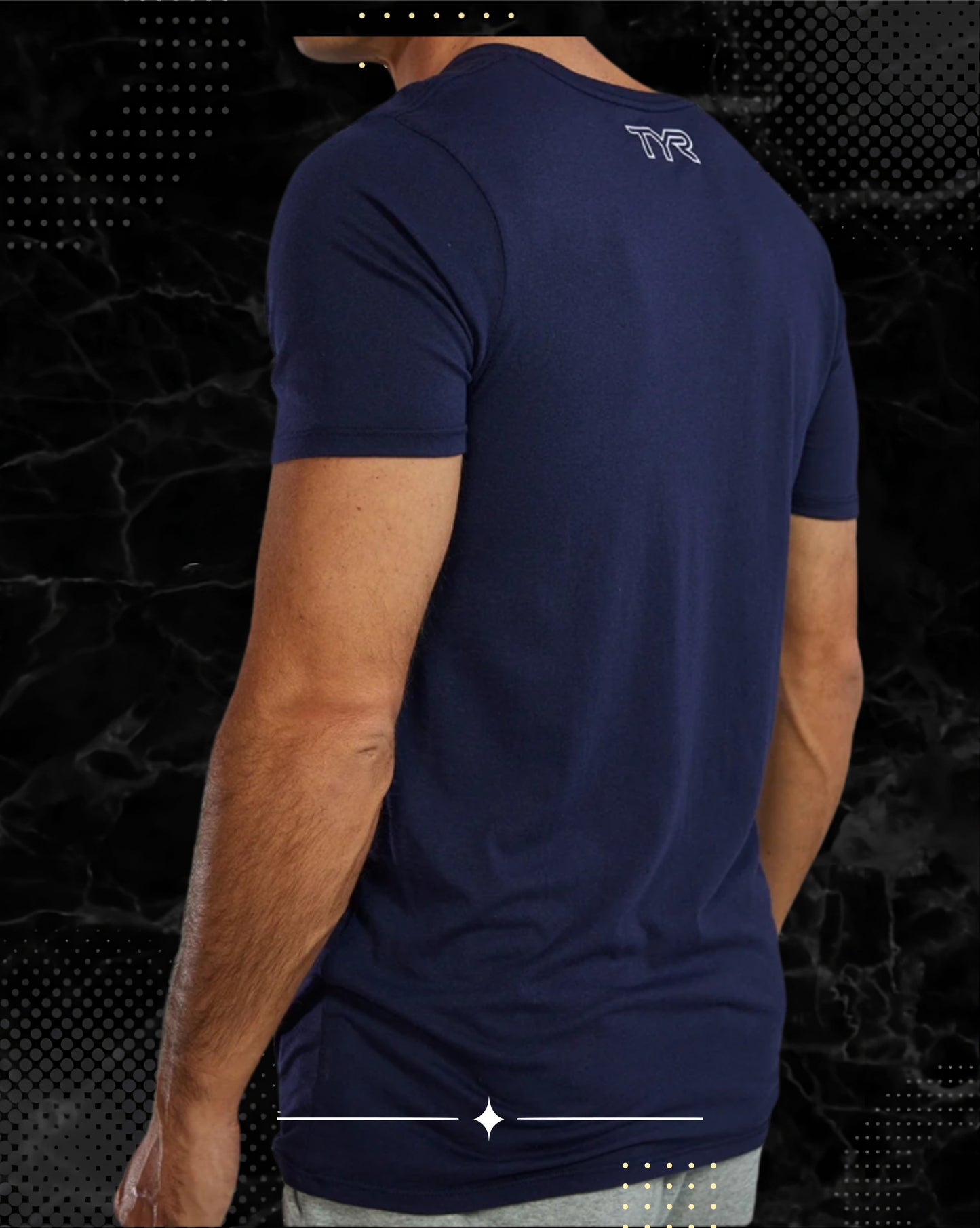 TYR Unisex Ultrasoft Lightweight Tri Blend Tech Tee - Big Logo Navy (401)