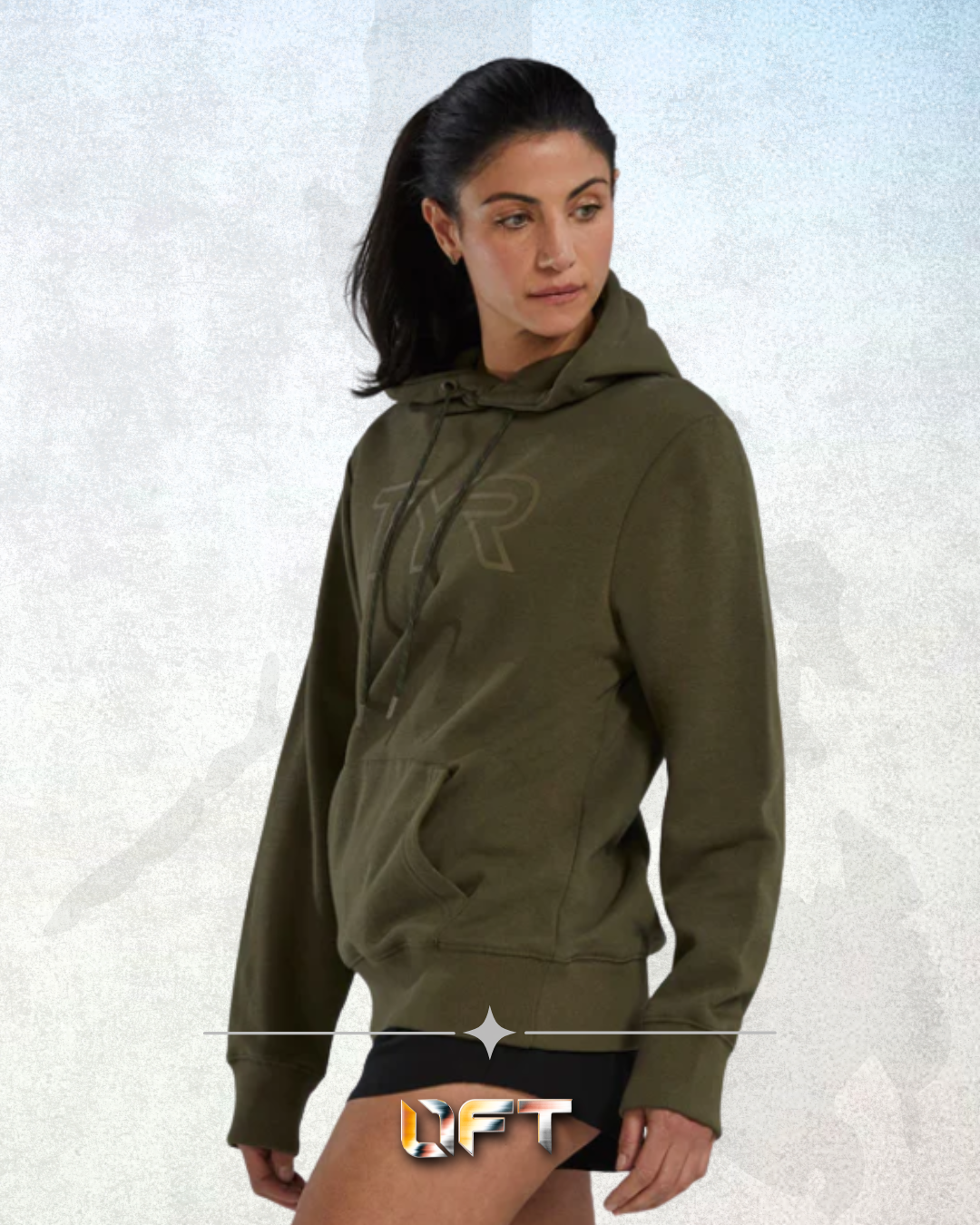 TYR Unisex UltraSoft Big Logo Tech Hoodie Olive Night (932)