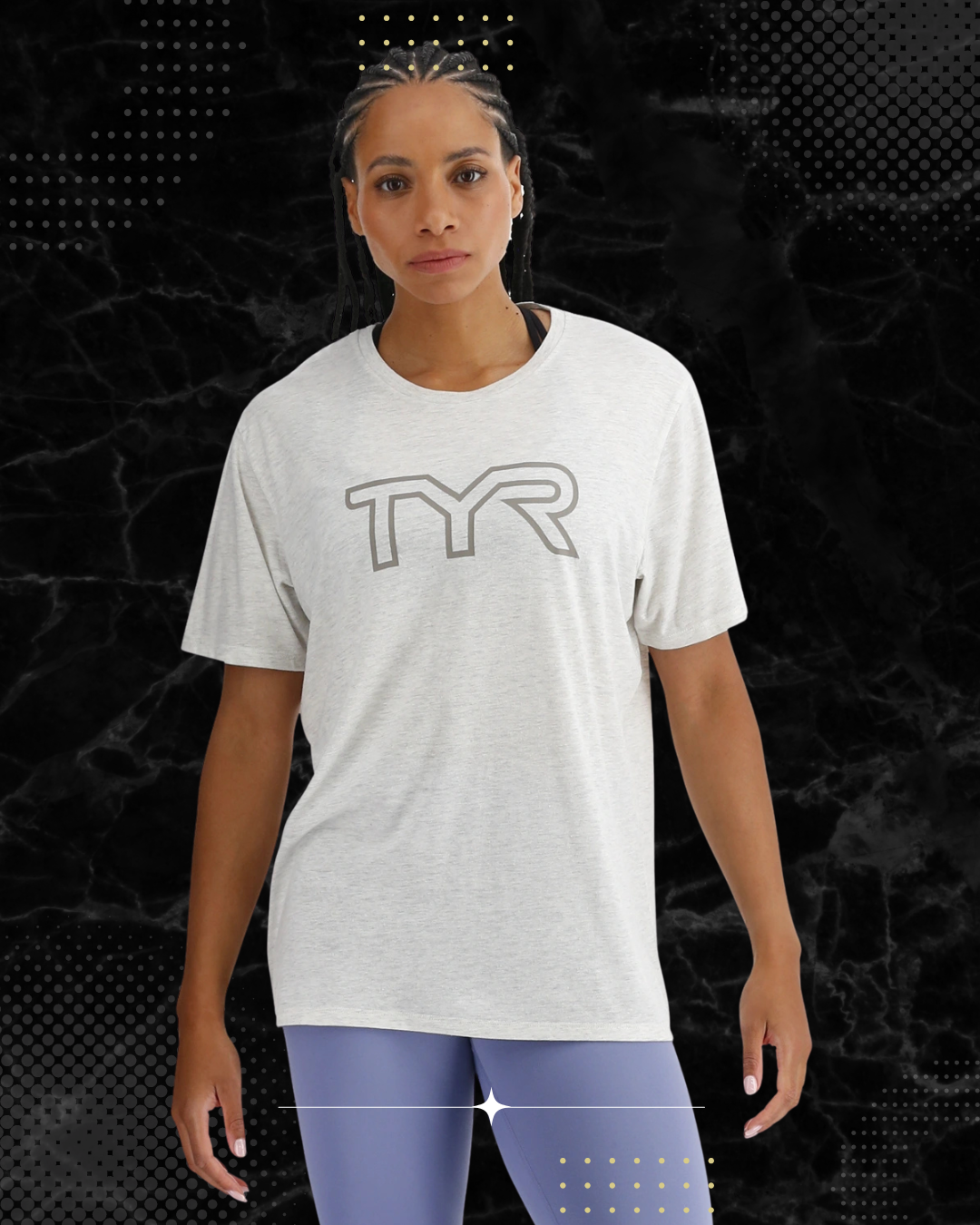 TYR Unisex Ultrasoft Lightweight Tri Blend Tech Tee - Big Logo Ash Heather (939)
