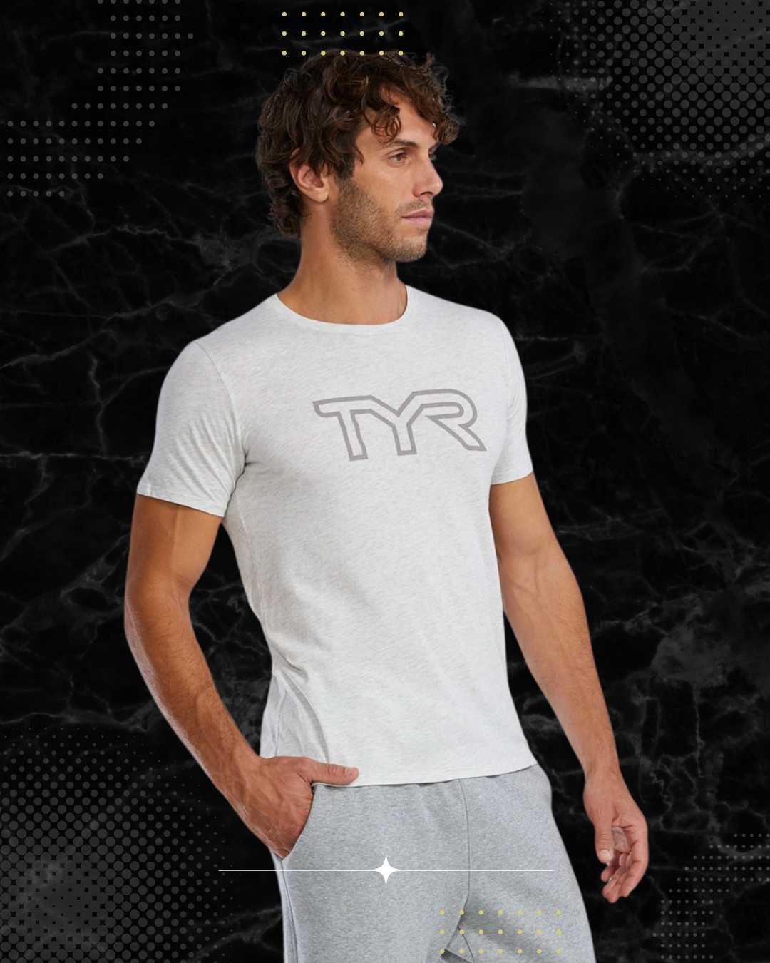 TYR Unisex Ultrasoft Lightweight Tri Blend Tech Tee - Big Logo Ash Heather (939)