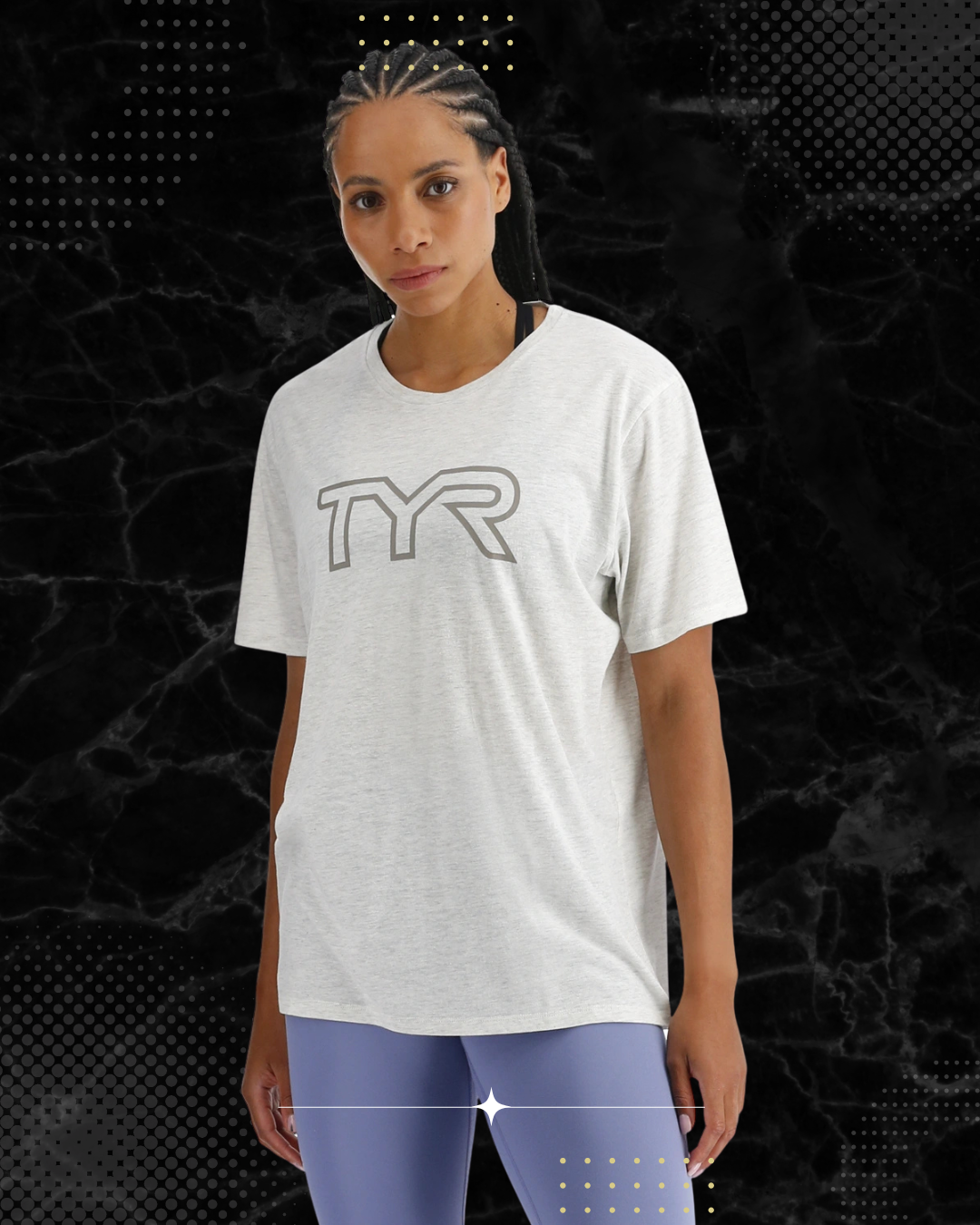 TYR Unisex Ultrasoft Lightweight Tri Blend Tech Tee - Big Logo Ash Heather (939)