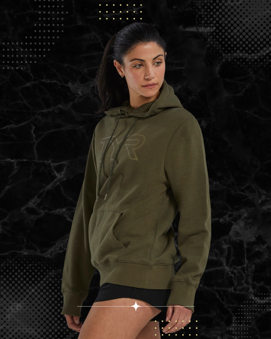 TYR Unisex UltraSoft Big Logo Tech Hoodie Olive Night (932)