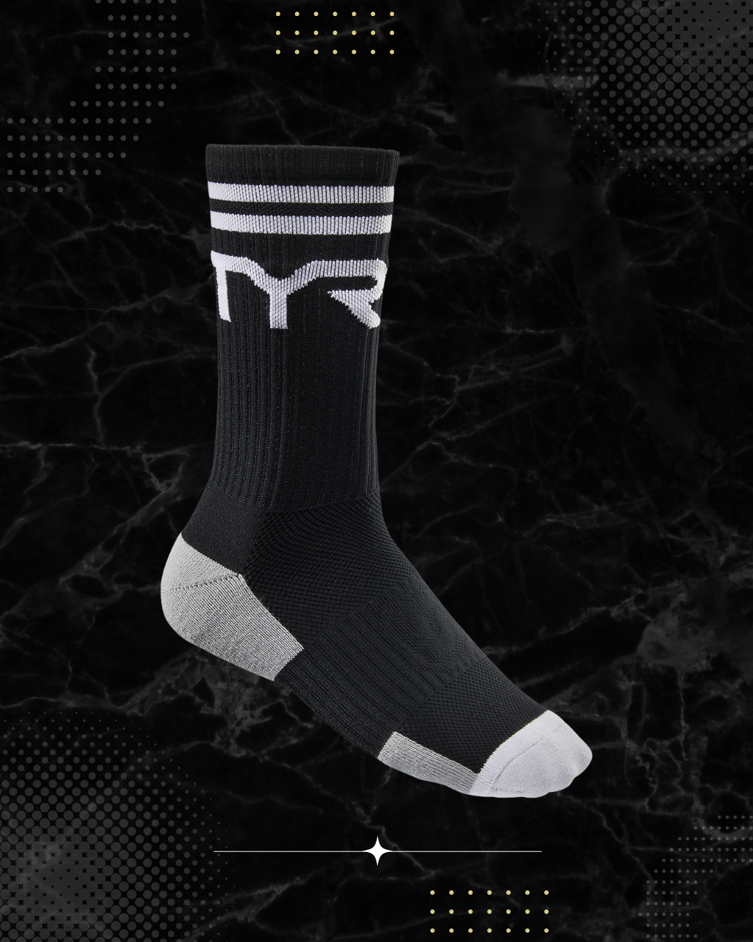 TYR Crew Socks (Black/White)