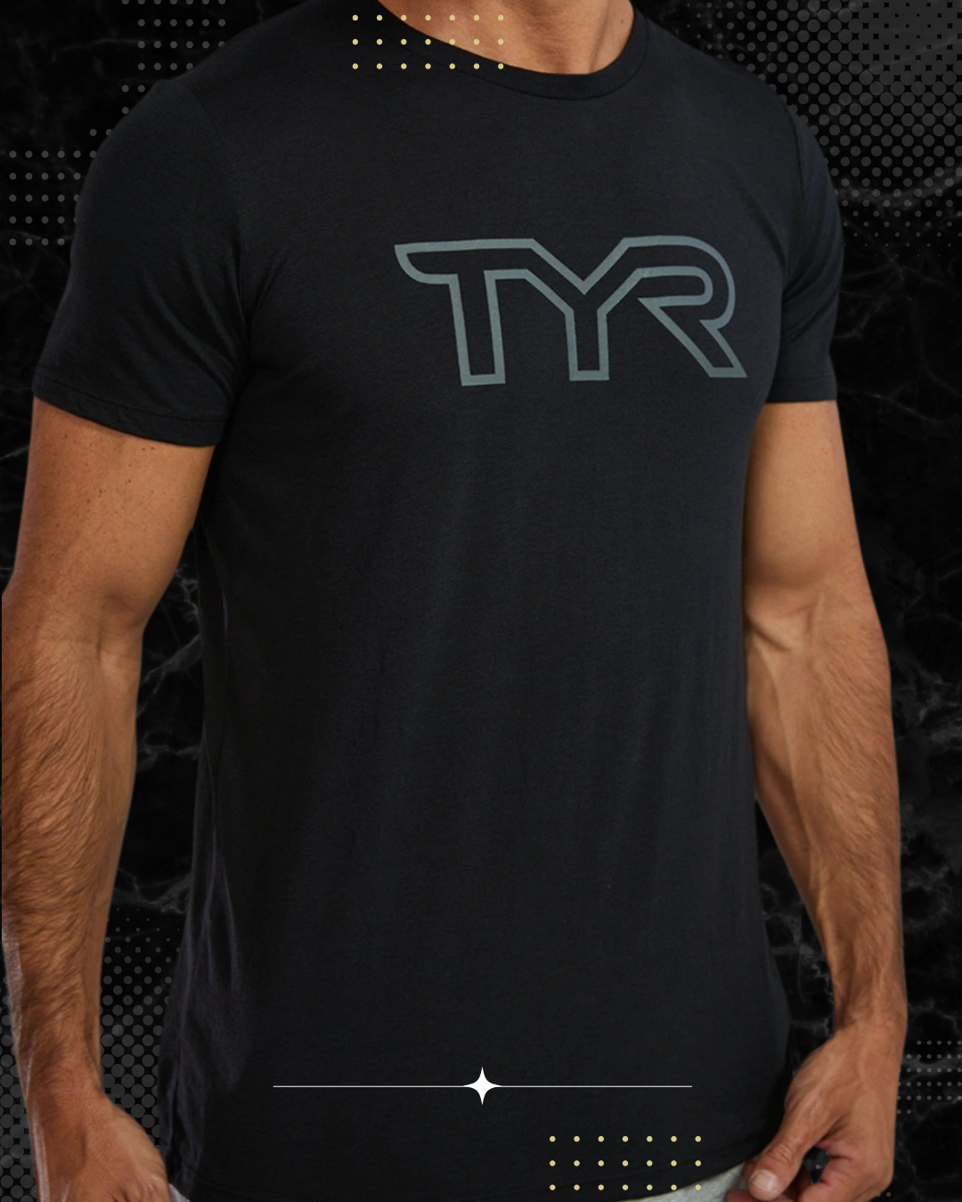 TYR Unisex Ultrasoft Lightweight Tri Blend Tech Tee - Big Logo Black (001)