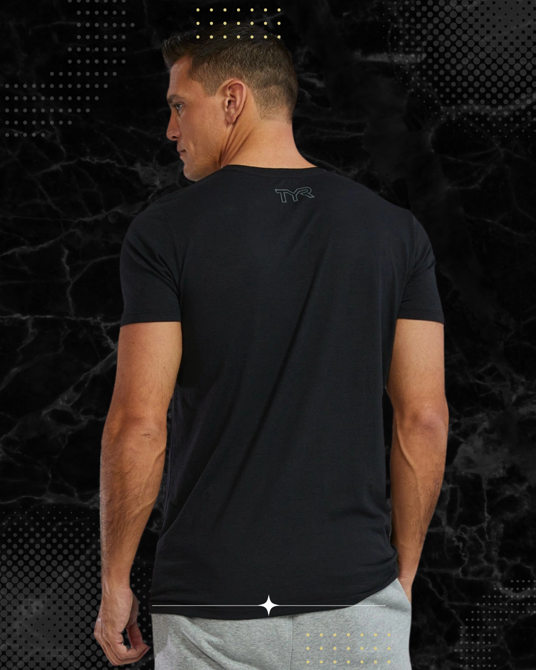 TYR Unisex Ultrasoft Lightweight Tri Blend Tech Tee - Big Logo Black (001)