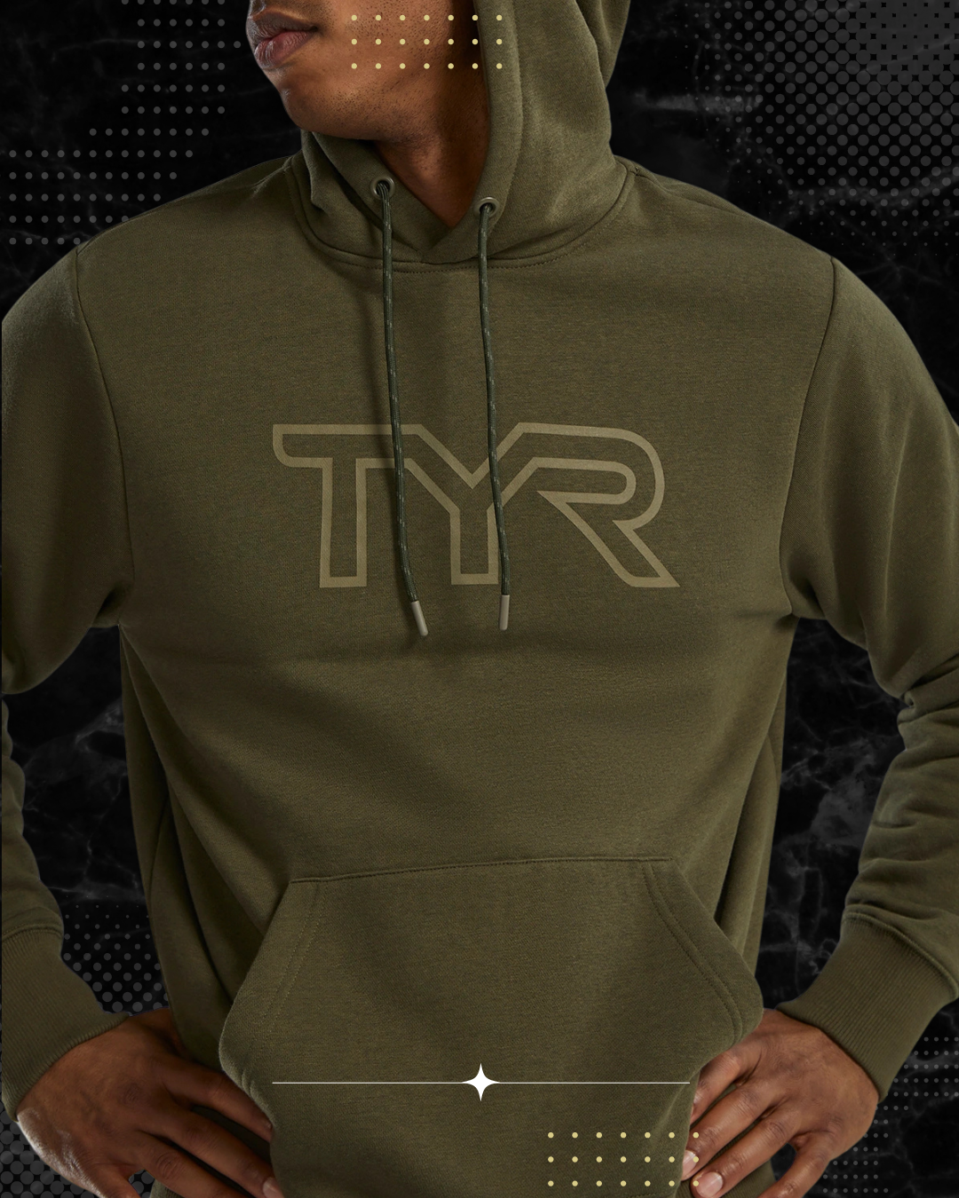TYR Unisex UltraSoft Big Logo Tech Hoodie Olive Night (932)