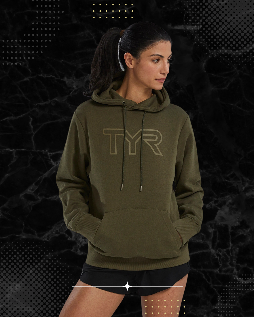 TYR Unisex UltraSoft Big Logo Tech Hoodie Olive Night (932)