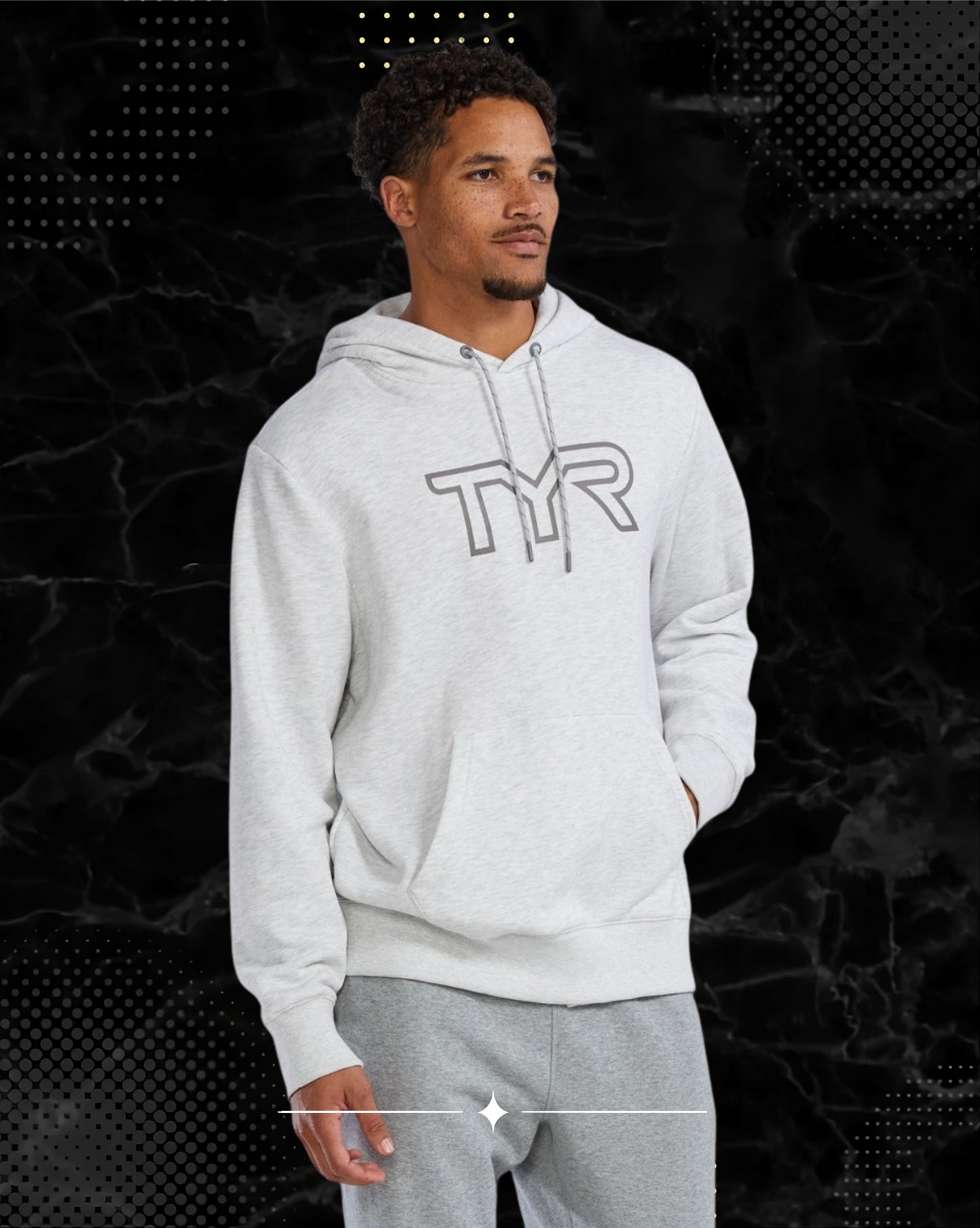 TYR Unisex UltraSoft Big Logo Tech Hoodie Ash Weather (939)