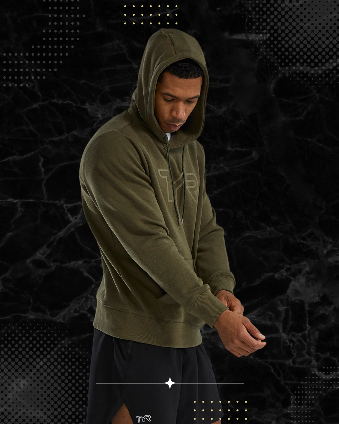 TYR Unisex UltraSoft Big Logo Tech Hoodie Olive Night (932)