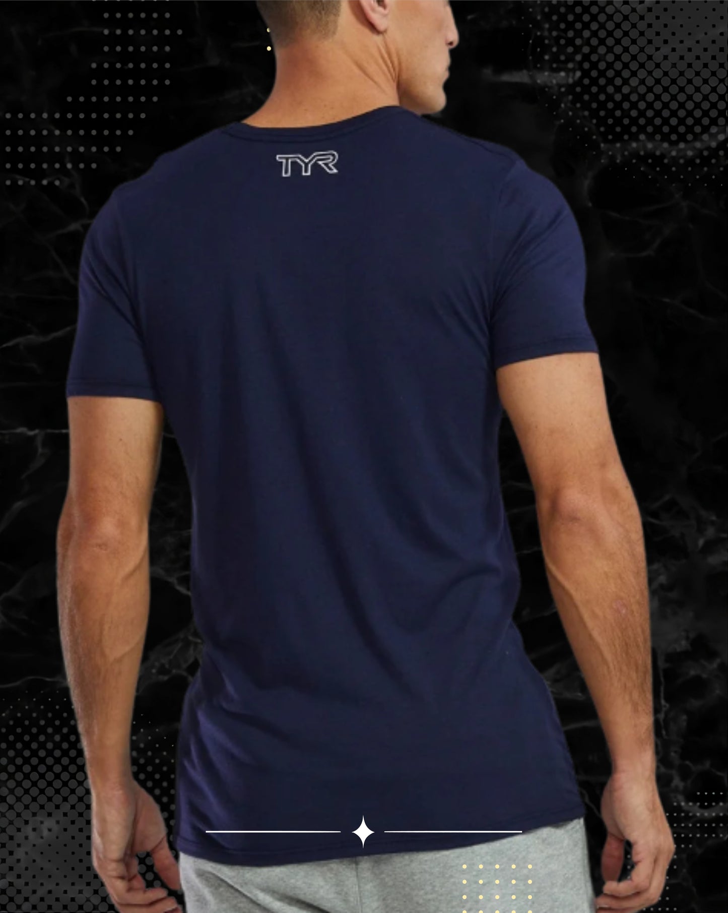 TYR Unisex Ultrasoft Lightweight Tri Blend Tech Tee - Big Logo Navy (401)