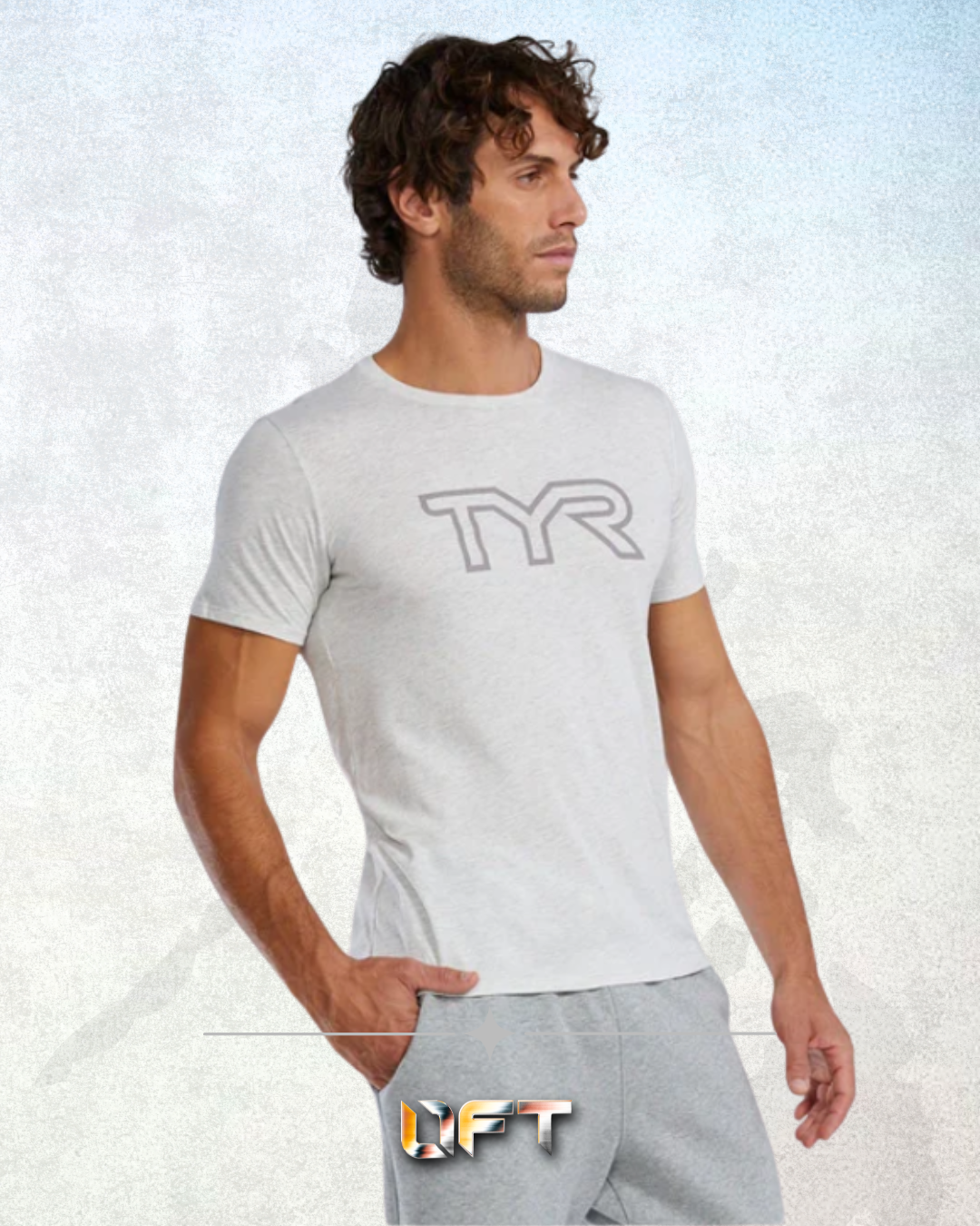 TYR Unisex Ultrasoft Lightweight Tri Blend Tech Tee - Big Logo Ash Heather (939)