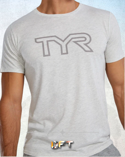 TYR Unisex Ultrasoft Lightweight Tri Blend Tech Tee - Big Logo Ash Heather (939)