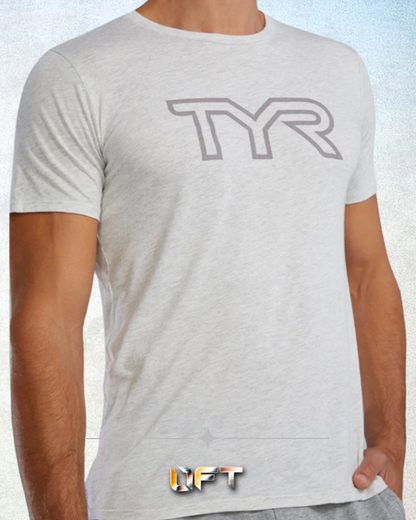TYR Unisex Ultrasoft Lightweight Tri Blend Tech Tee - Big Logo Ash Heather (939)