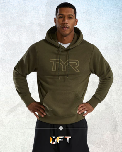 TYR Unisex UltraSoft Big Logo Tech Hoodie Olive Night (932)