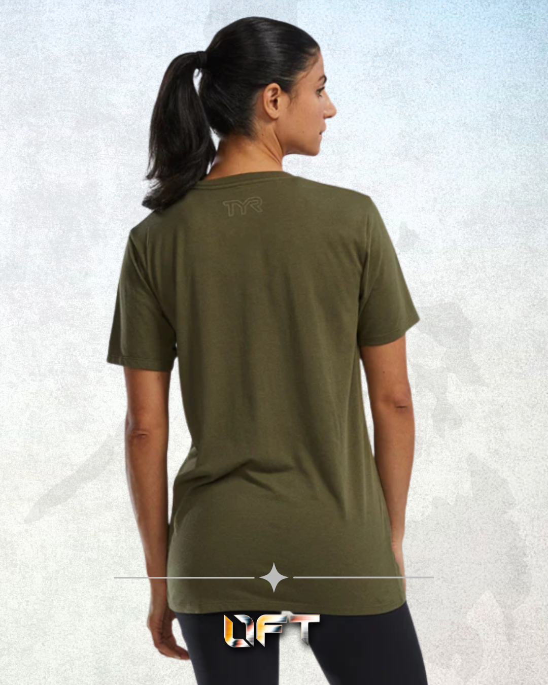 TYR Unisex Ultrasoft Lightweight Tri Blend Tech Tee - Big Logo Olive Night (932)