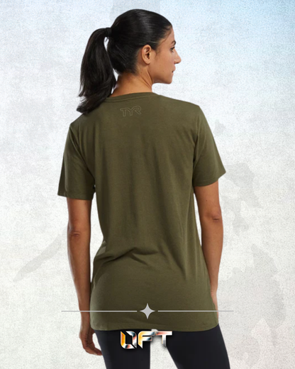 TYR Unisex Ultrasoft Lightweight Tri Blend Tech Tee - Big Logo Olive Night (932)