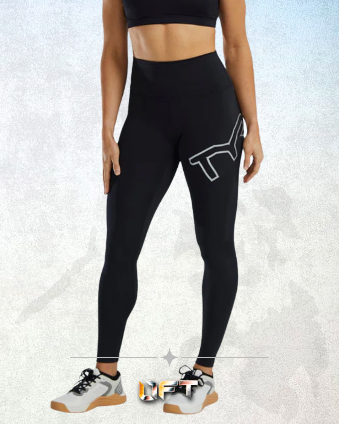 TYR Base Kinetic™ Women's High-Rise 28" Logo Leggings - Solid* BLACK 001)