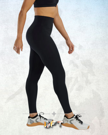 TYR Base Kinetic™ Women's High-Rise 28" Logo Leggings - Solid* BLACK 001)