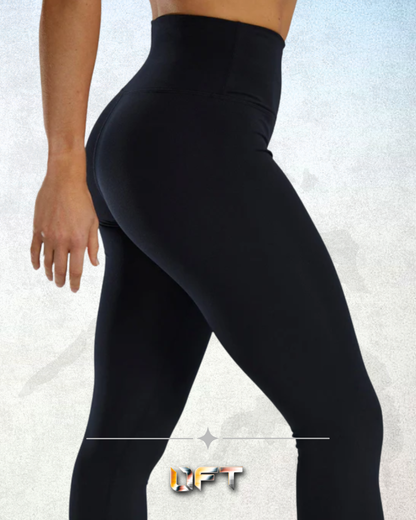 TYR Base Kinetic™ Women's High-Rise 28" Logo Leggings - Solid* BLACK 001)