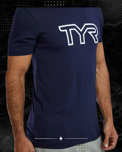 TYR Unisex Ultrasoft Lightweight Tri Blend Tech Tee - Big Logo Navy (401)