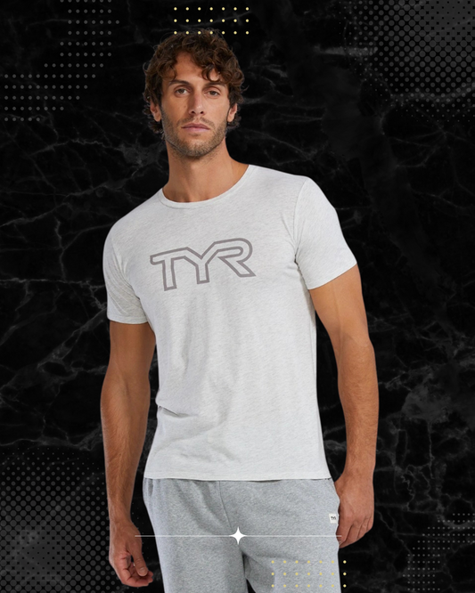 TYR Unisex Ultrasoft Lightweight Tri Blend Tech Tee - Big Logo Ash Heather (939)