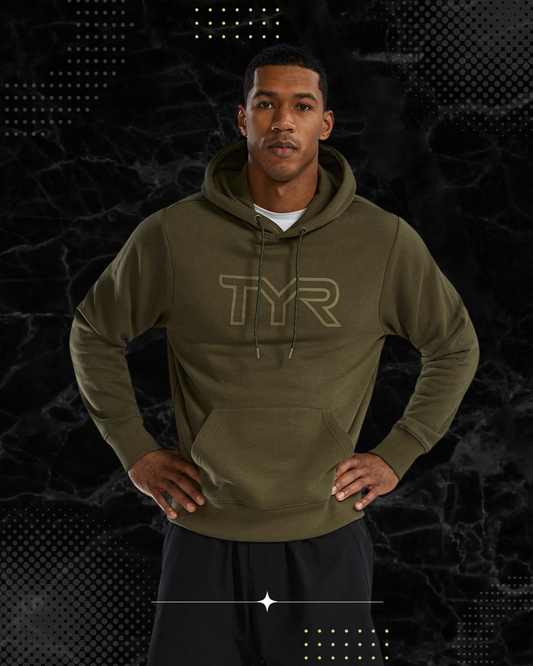 TYR Unisex UltraSoft Big Logo Tech Hoodie Olive Night (932)