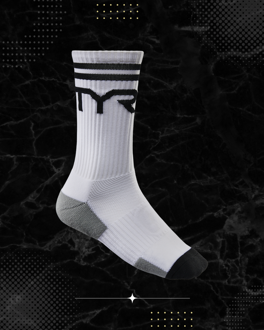 TYR Crew Socks (White/Black)