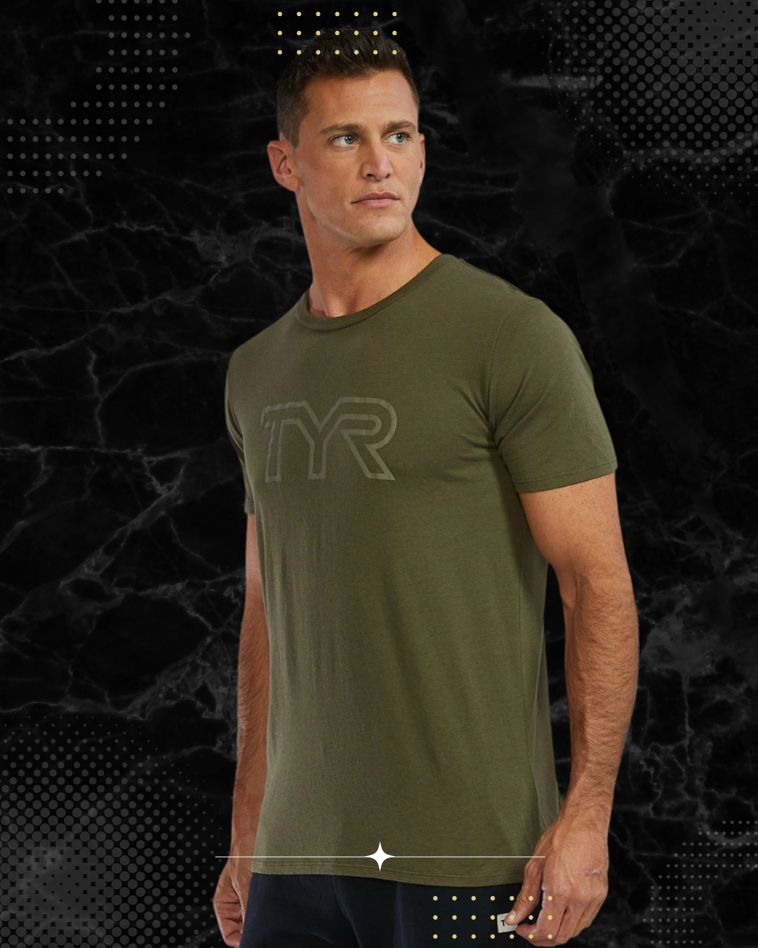TYR Unisex Ultrasoft Lightweight Tri Blend Tech Tee - Big Logo Olive Night (932)