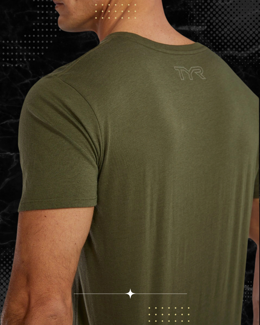TYR Unisex Ultrasoft Lightweight Tri Blend Tech Tee - Big Logo Olive Night (932)