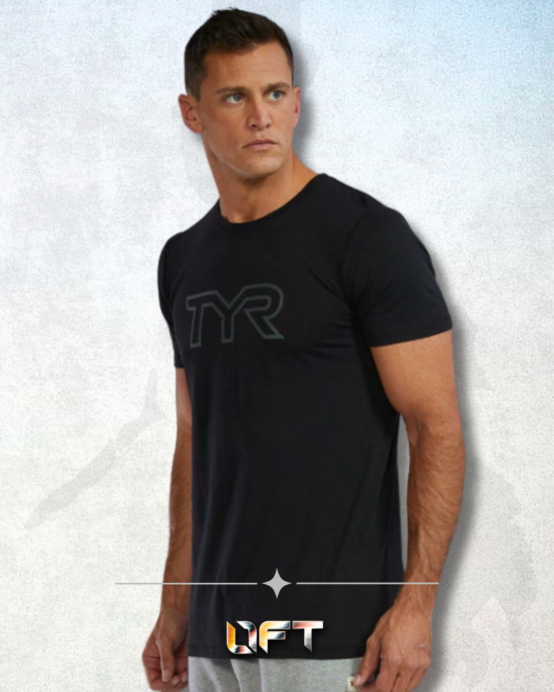 TYR Unisex Ultrasoft Lightweight Tri Blend Tech Tee - Big Logo Black (001)