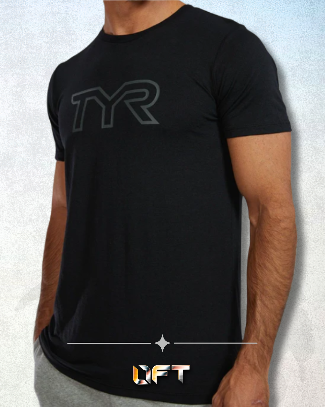 TYR Unisex Ultrasoft Lightweight Tri Blend Tech Tee - Big Logo Black (001)