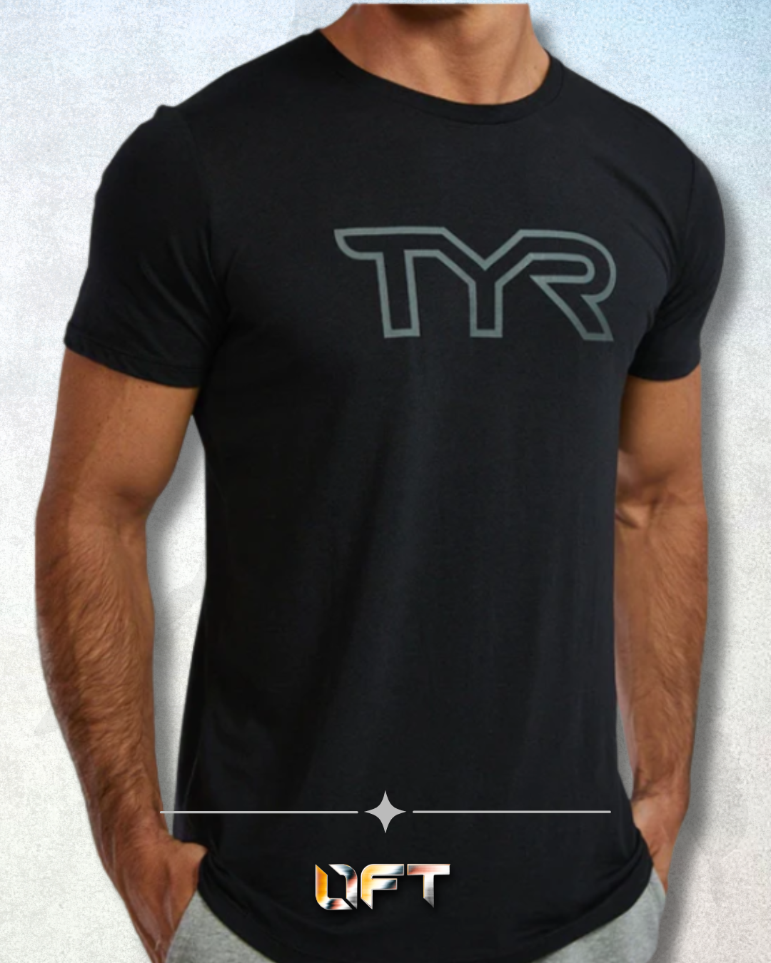 TYR Unisex Ultrasoft Lightweight Tri Blend Tech Tee - Big Logo Black (001)