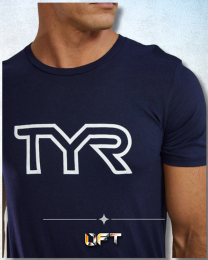 TYR Unisex Ultrasoft Lightweight Tri Blend Tech Tee - Big Logo Navy (401)