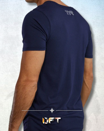 TYR Unisex Ultrasoft Lightweight Tri Blend Tech Tee - Big Logo Navy (401)