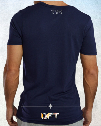 TYR Unisex Ultrasoft Lightweight Tri Blend Tech Tee - Big Logo Navy (401)