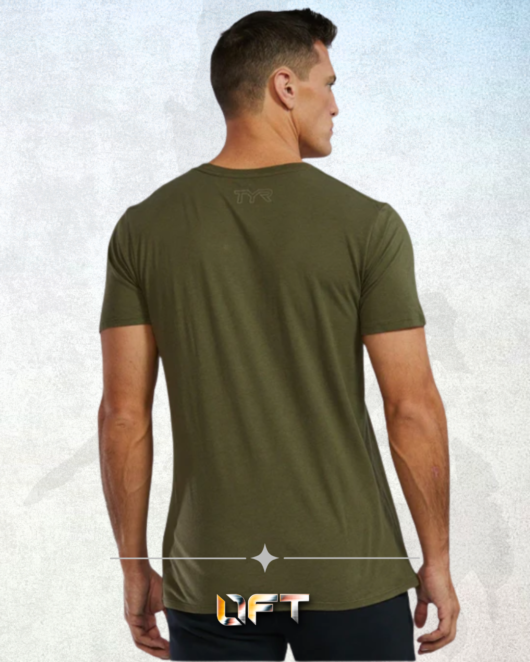 TYR Unisex Ultrasoft Lightweight Tri Blend Tech Tee - Big Logo Olive Night (932)