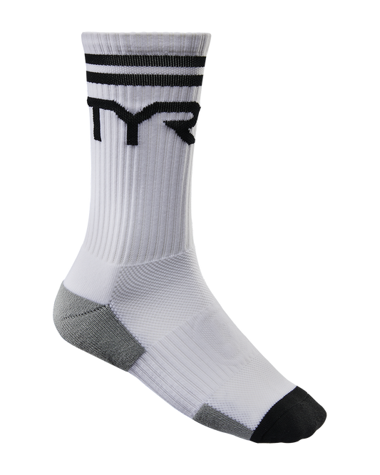 TYR Crew Socks (White/Black)