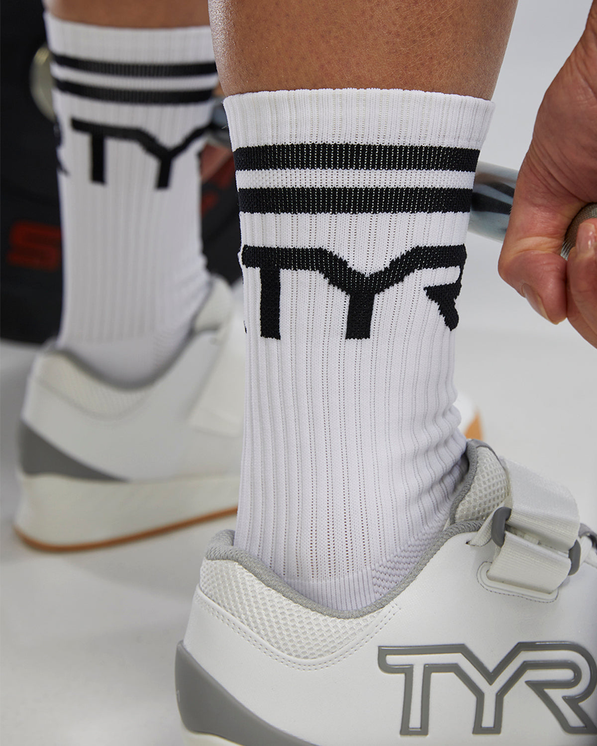 TYR Crew Socks (White/Black)