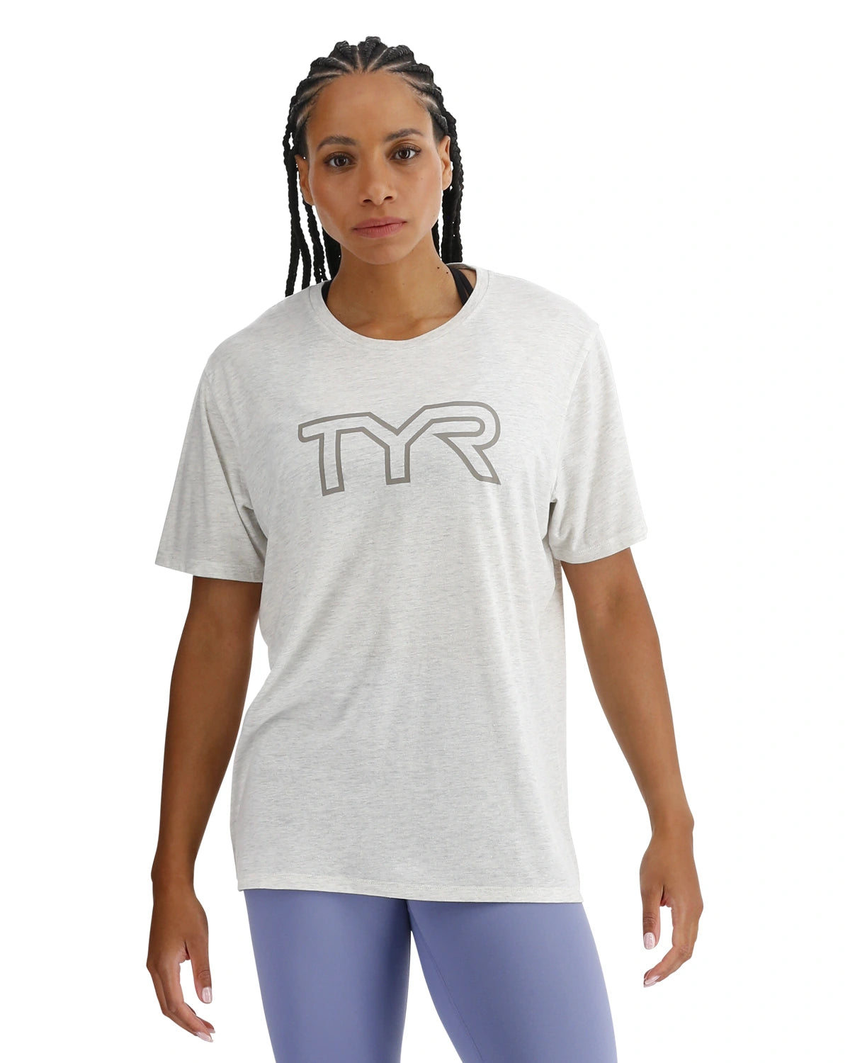 TYR Unisex Ultrasoft Lightweight Tri Blend Tech Tee - Big Logo Ash Heather (939)