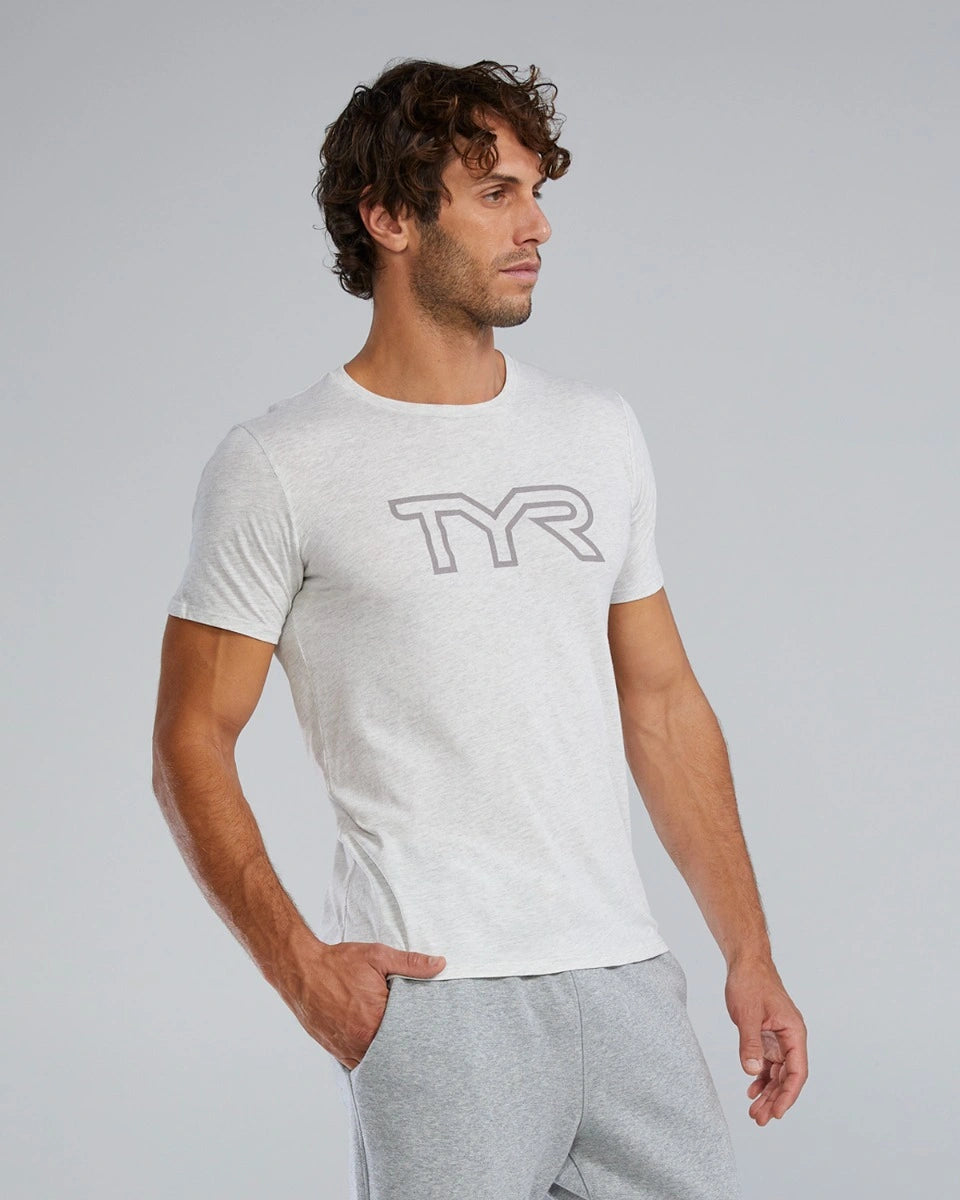 TYR Unisex Ultrasoft Lightweight Tri Blend Tech Tee - Big Logo Ash Heather (939)