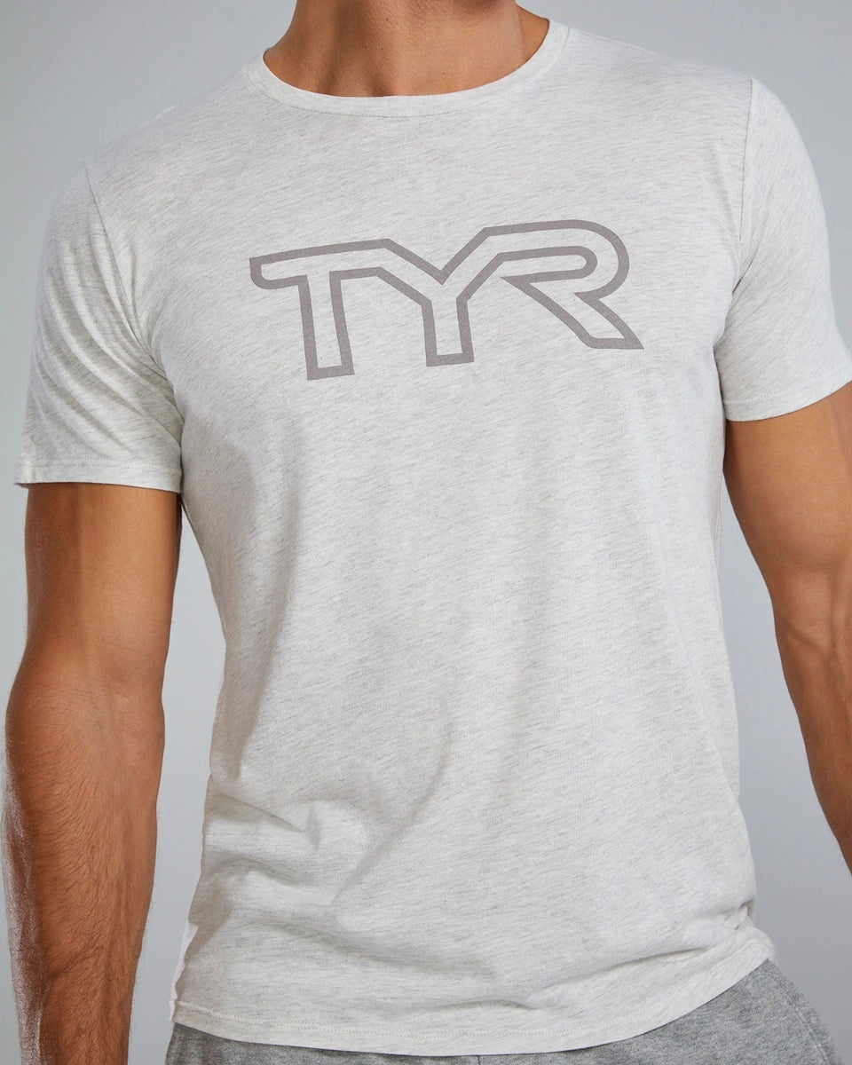 TYR Unisex Ultrasoft Lightweight Tri Blend Tech Tee - Big Logo Ash Heather (939)