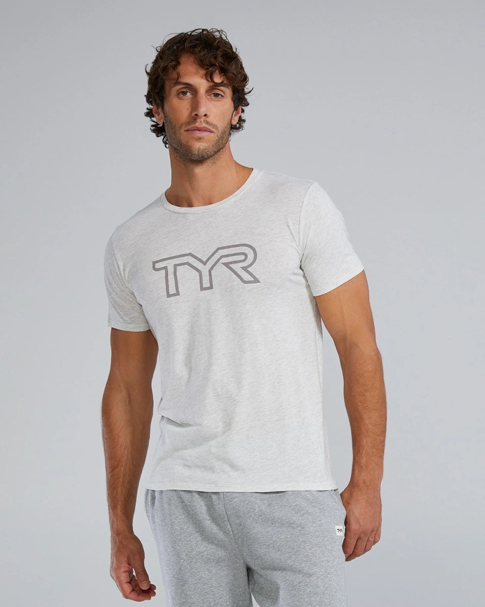 TYR Unisex Ultrasoft Lightweight Tri Blend Tech Tee - Big Logo Ash Heather (939)