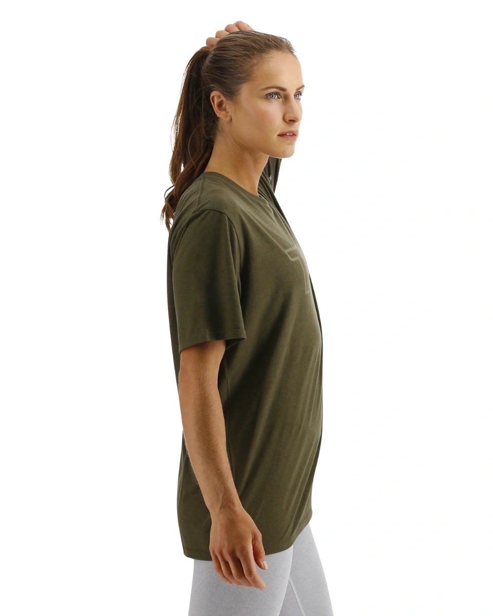 TYR Unisex Ultrasoft Lightweight Tri Blend Tech Tee - Big Logo Olive Night (932)